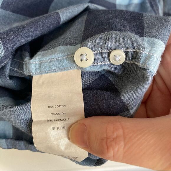 J. Crew Men’s plaid button down 100% cotton long sleeve blue shirt - large slim! - Picture 7 of 8